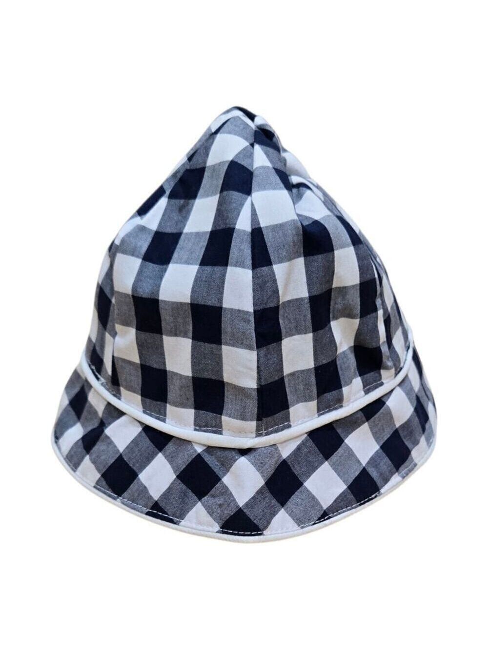 Janie and jack hat baby size 0 to 3 months blue white merchant bucket gingham